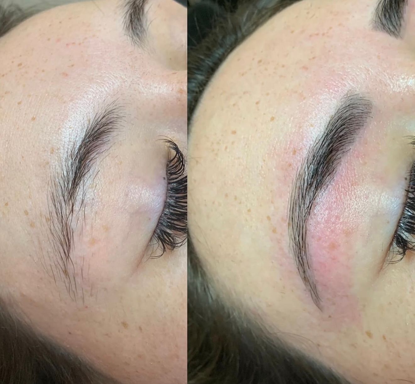 Brow lamination before and after