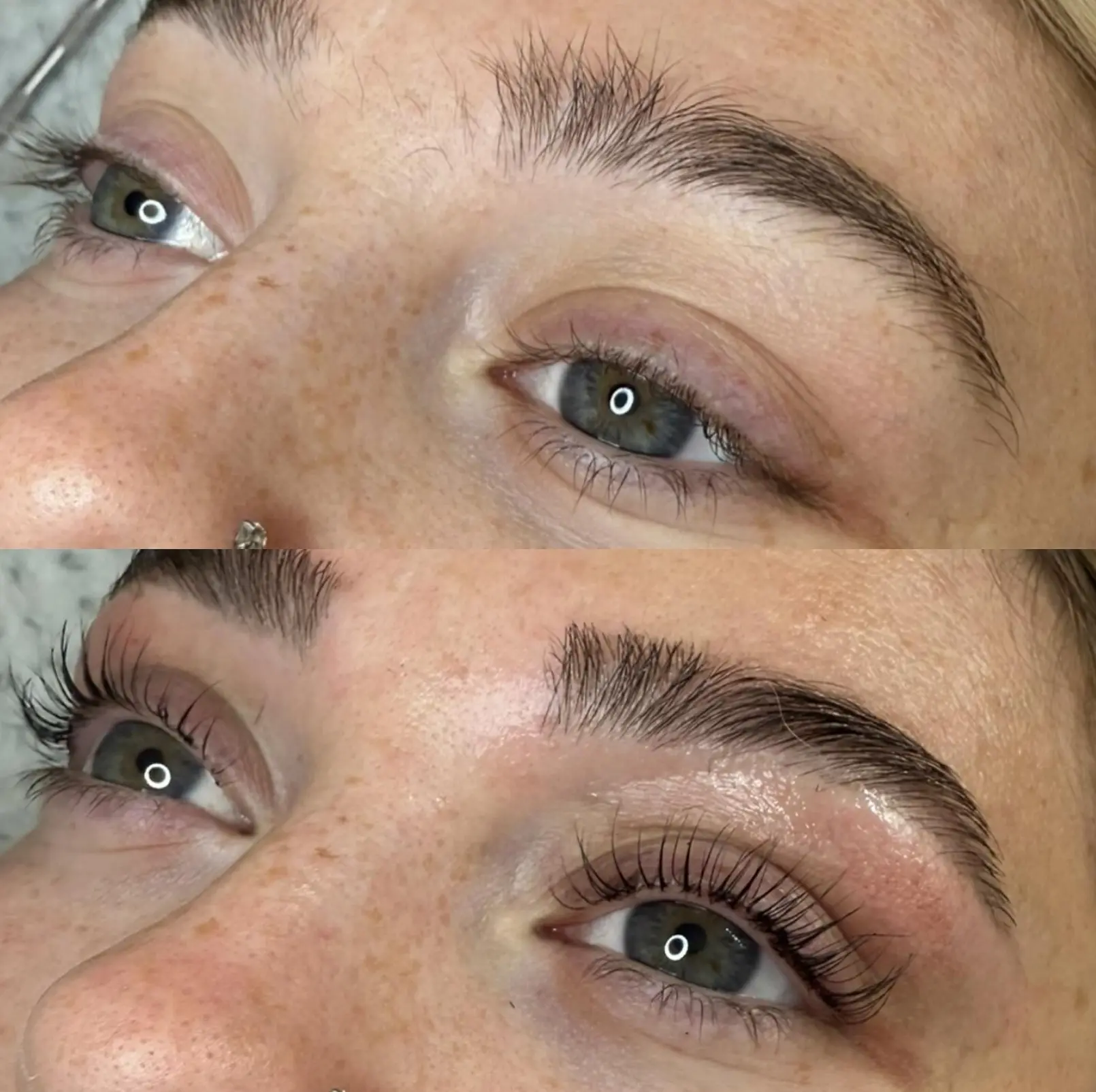 Lash lift and brow treatment transformation