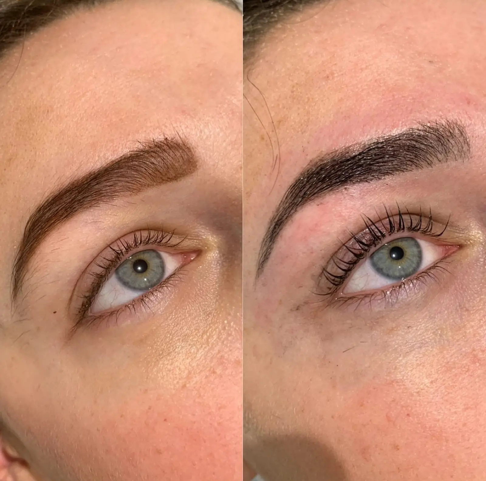 Lash lift with brow wax and tint before and after