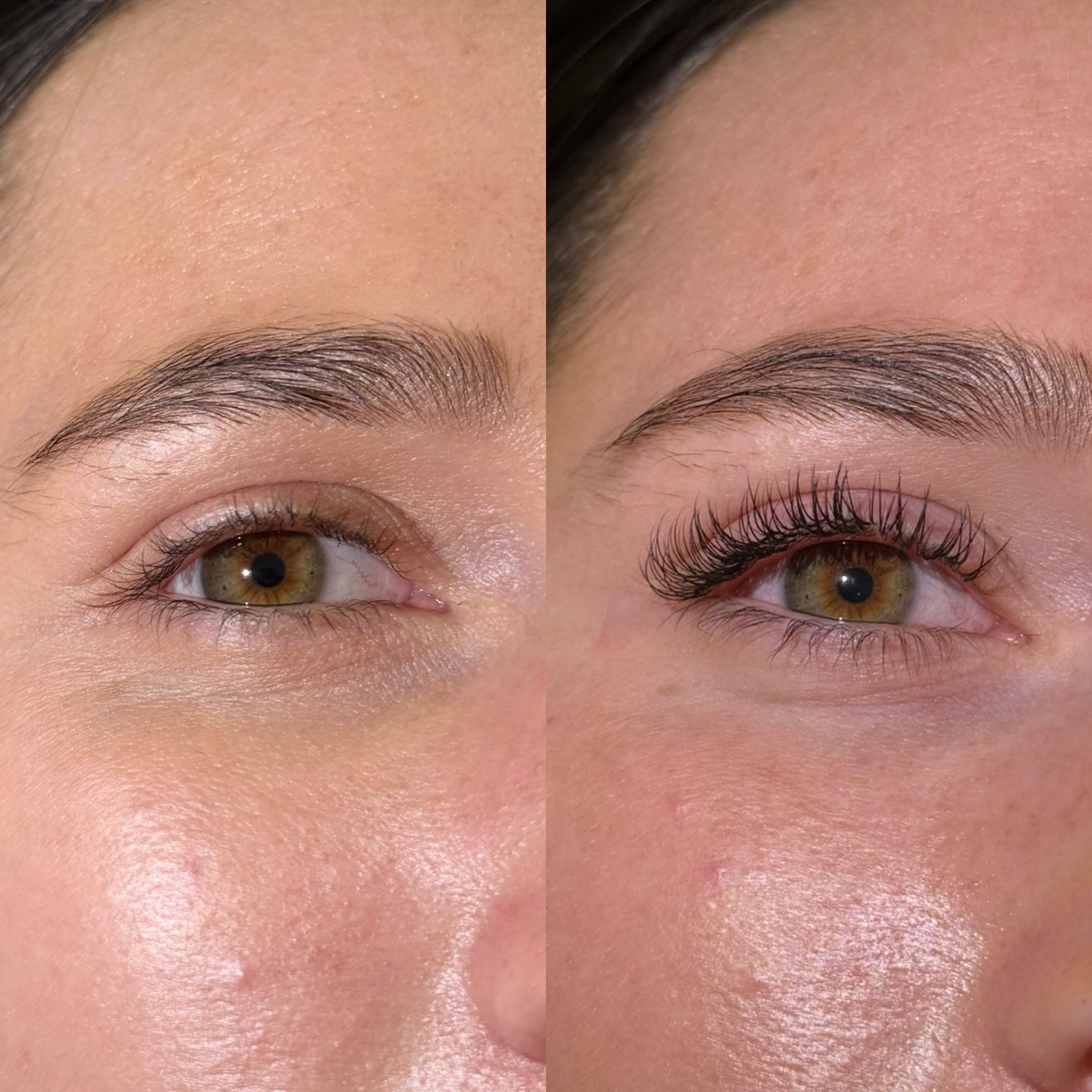 Natural to lifted lashes with brow transformation