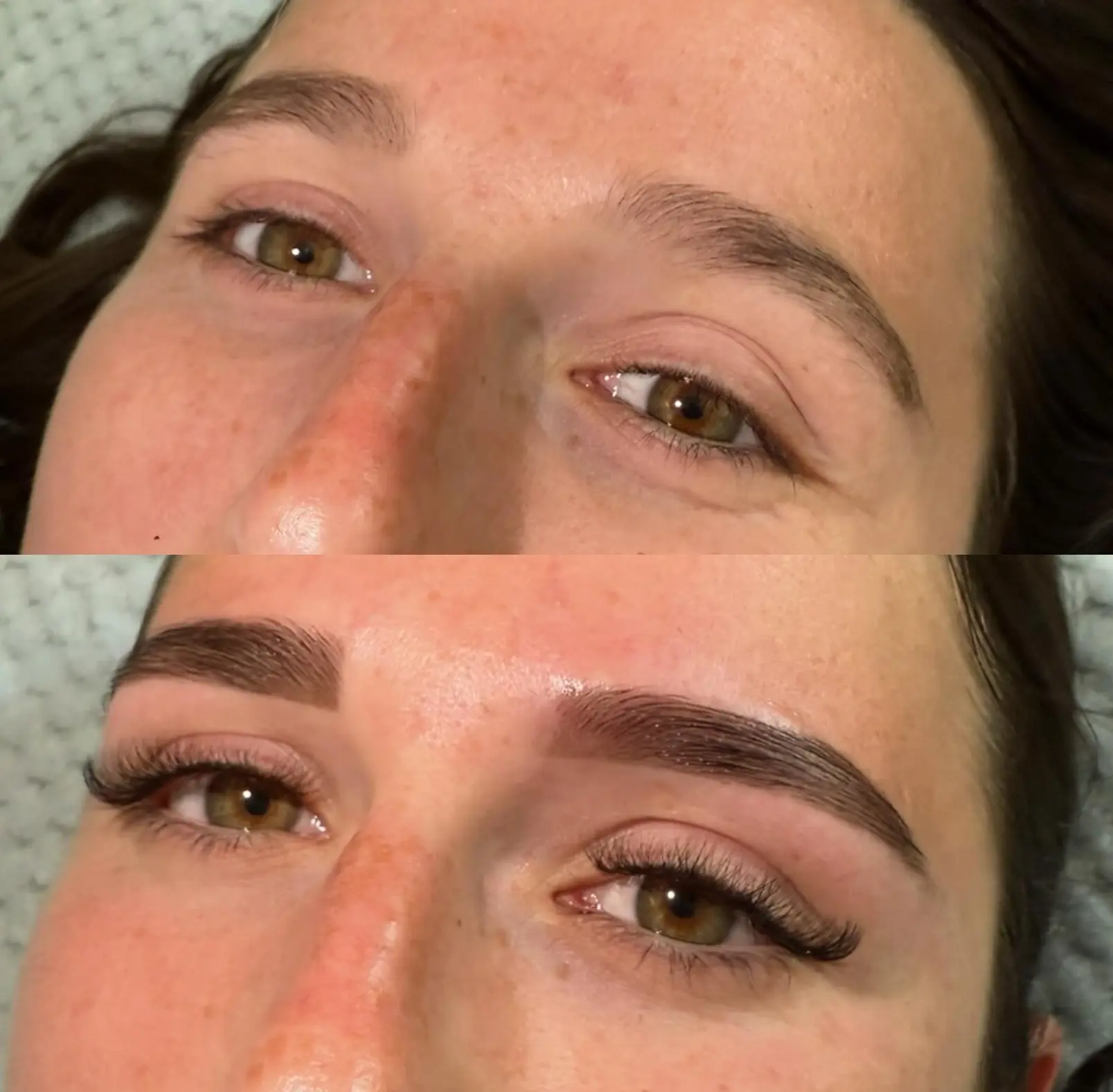 Lash lift and brow wax and tint before and after