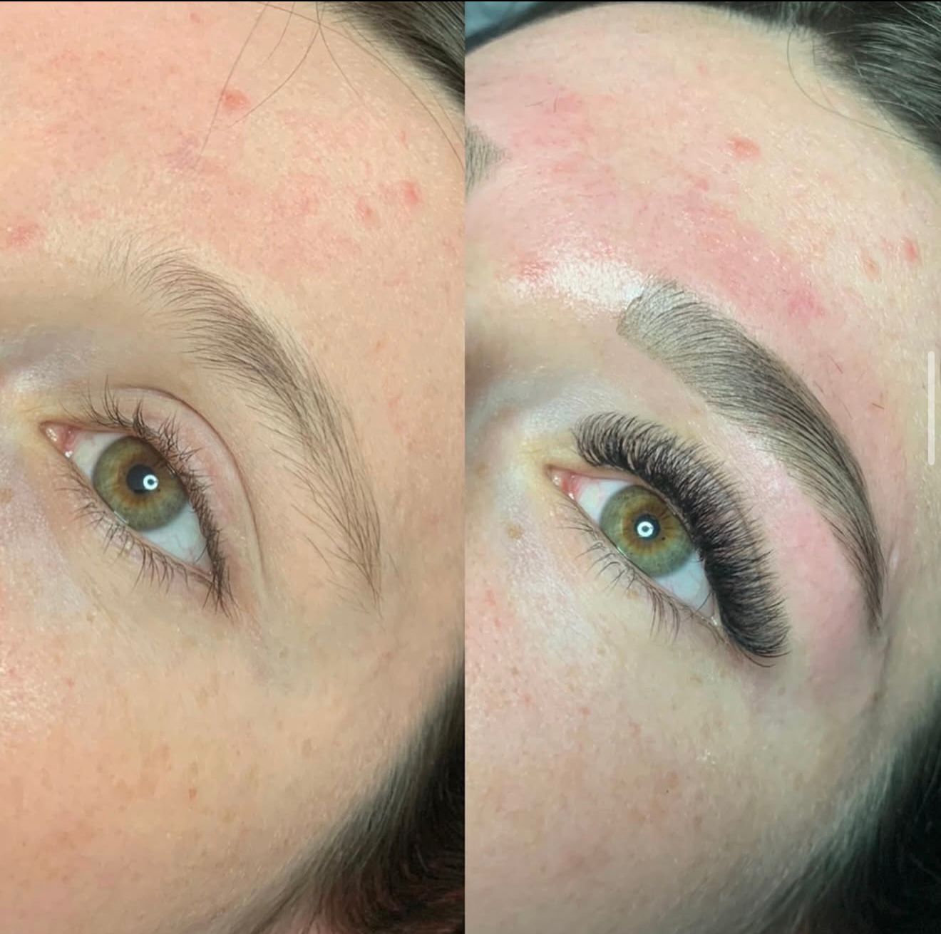 Russian volume lashes with brow work
